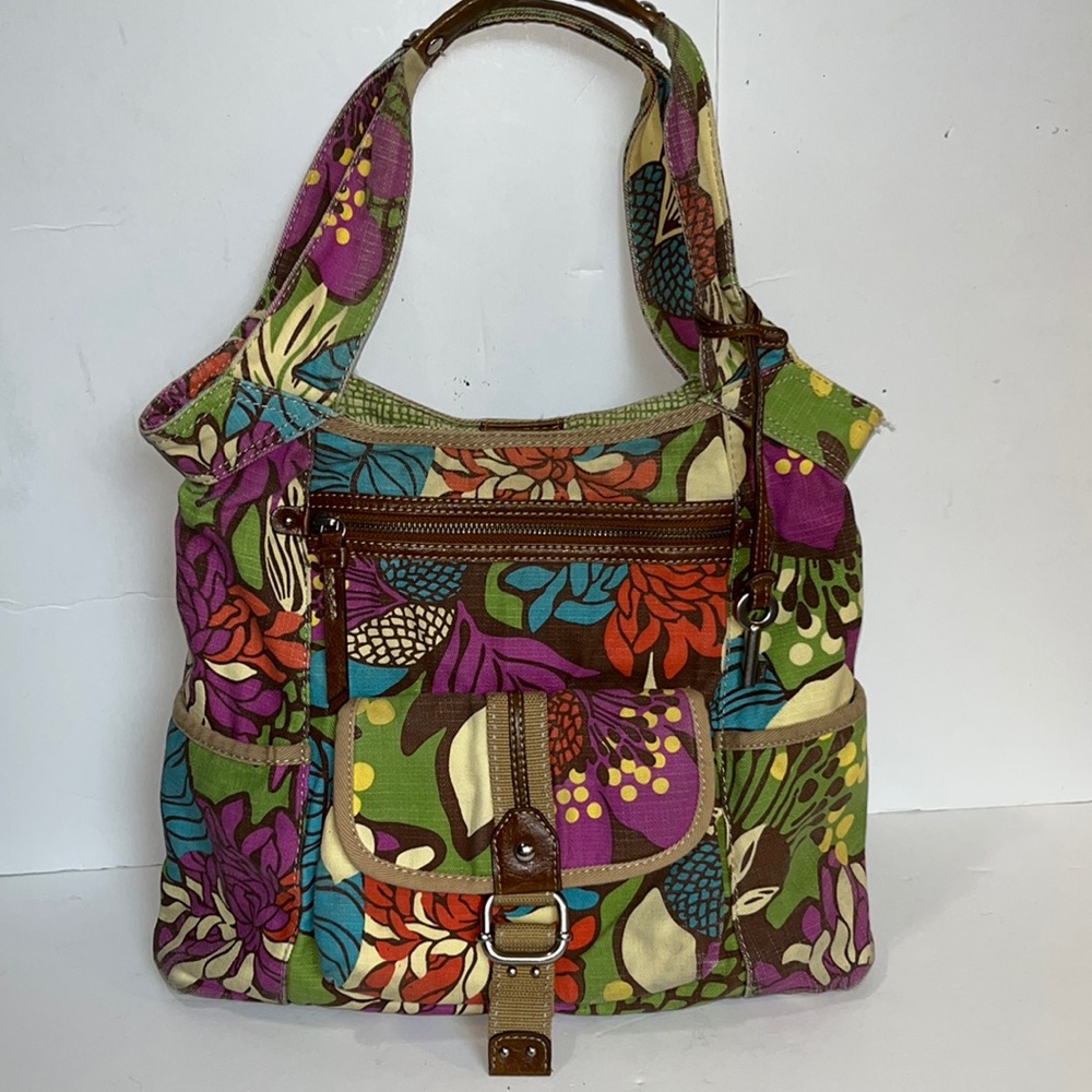 VTG Fossil🦖💐Floral Canvas Shoulder Bag